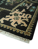 Vibrant Colorful Black 8x10 Hand Knotted Traditional Oushak wool area rug by The Rug Decor