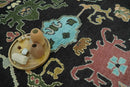 Vibrant Colorful Black 8x10 Hand Knotted Traditional Oushak wool area rug by The Rug Decor