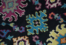 Hand Knotted Traditional Oushak Wool Area Rug Black Beige Purple and Blue Custom Made