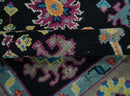 Hand Knotted Traditional Oushak Wool Area Rug Black Beige Purple and Blue Custom Made