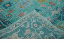 Vibrant Colorful Blue and Green Hand knotted 9x12 wool Area Rug by The Rug Decor