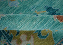 Vibrant Colorful Blue and Green Hand knotted 9x12 wool Area Rug by The Rug Decor