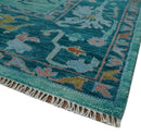 Vibrant Colorful Blue and Green Hand knotted 9x12 wool Area Rug by The Rug Decor