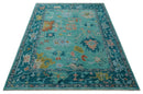 Vibrant Colorful Blue and Green Hand knotted 9x12 wool Area Rug by The Rug Decor
