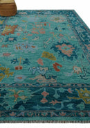 Vibrant Colorful Blue and Green Hand knotted 9x12 wool Area Rug by The Rug Decor