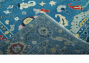 Vibrant colorful Blue Hand Knotted 8x10 Traditional Oushak Wool area Rug by The Rug Decor