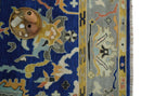 Vibrant Colorful Blue, Silver and Mustard Hand knotted Traditional Oushak 8x10 wool Area Rug