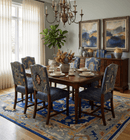 Hand-Knotted Pure Wool Oushak Traditional Turkish Area Rug in Blue Silver Mustard
