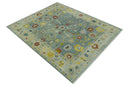 Vibrant Colorful Gray and Beige Traditional Oushak 8x10 wool area rug by The Rug Decor