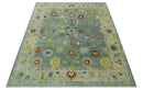 Vibrant Colorful Gray and Beige Traditional Oushak 8x10 wool area rug by The Rug Decor