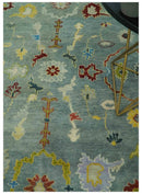 Vibrant Colorful Gray and Beige Traditional Oushak 8x10 wool area rug by The Rug Decor