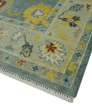 Vibrant Colorful Gray and Beige Traditional Oushak 8x10 wool area rug by The Rug Decor