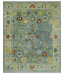 Vibrant Colorful Gray and Beige Traditional Oushak 8x10 wool area rug by The Rug Decor