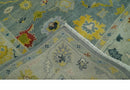 Vibrant Colorful Gray and Beige Traditional Oushak 8x10 wool area rug by The Rug Decor
