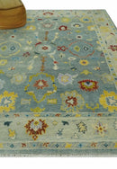 Vibrant Colorful Gray and Beige Traditional Oushak 8x10 wool area rug by The Rug Decor