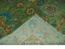 Vibrant colorful Green 8x10 Hand Knotted Traditional Oriental Oushak wool Area Rug by The Rug Decor