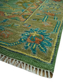 Vibrant colorful Green 8x10 Hand Knotted Traditional Oriental Oushak wool Area Rug by The Rug Decor