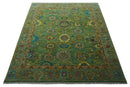 Vibrant colorful Green 8x10 Hand Knotted Traditional Oriental Oushak wool Area Rug by The Rug Decor