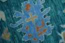 Vibrant Colorful Green, Blue and Rust Hand knotted Traditional Oushak 9x12 wool Area Rug by The Rug Decor