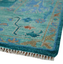 Vibrant Colorful Green, Blue and Rust Hand knotted Traditional Oushak 9x12 wool Area Rug by The Rug Decor