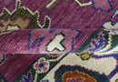 Vibrant Colorful Hand knotted Purple and Ivory Oushak wool Area Rug by The Rug Decor