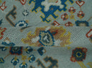 Hand Knotted Oushak Wool Area Rug Traditional Handwoven Light Blue Mustard Brown