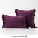 Vibrant fringed tassel velvet pillowcase for living room decor by Decorbites
