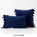 Vibrant fringed tassel velvet pillowcase for living room decor by Decorbites