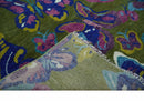Vibrant Garden of Butterfly Green and Purple Hand knotted Multi size wool Area Rug