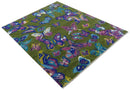 Vibrant Garden of Butterfly Green and Purple Hand knotted Multi size wool Area Rug