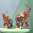 Vibrant graffiti elephant resin sculpture living room decor by Decorbites