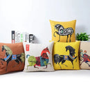 Vibrant horse pattern decorbites cotton linen sofa pillowcase living room by Decorbites