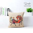 Vibrant horse pattern decorbites cotton linen sofa pillowcase living room by Decorbites