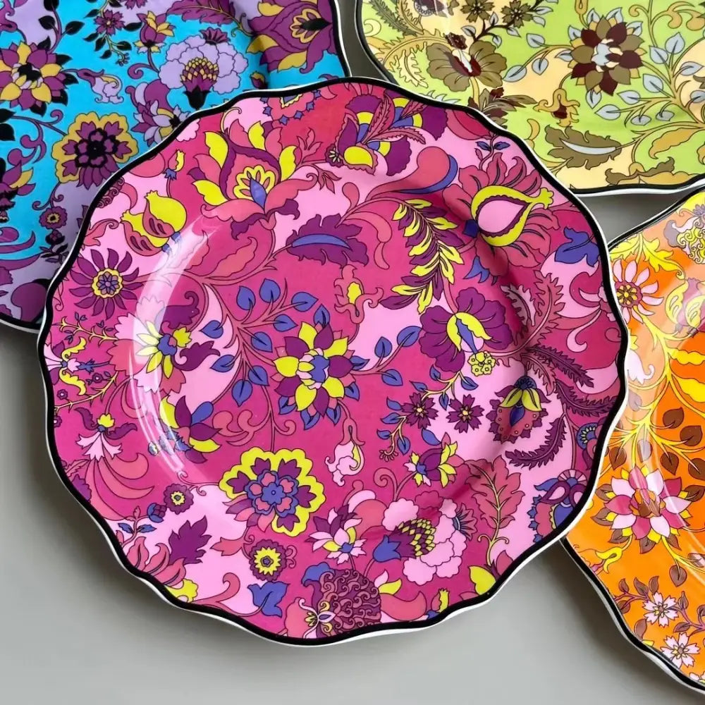 GobekUsa Jungle Flower Bone China Dining Plates Set - Kitchen Tableware Dinnerware, photo 5 of 7