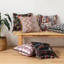 Vibrant patchwork ethnic boho throw pillow covers living room decor by Decorbites