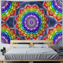 Vibrant pink and purple mandala chakra tapestry bedroom wall decor by Decorbites
