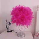 Vibrant pink crystal feather led table lamp for bedroom by Decorbites