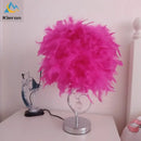 Vibrant pink crystal feather led table lamp for bedroom by Decorbites