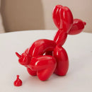 Vibrant red dog balloon poop resin sculpture living room pop art decor by Decorbites
