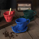 GobekUsa Frosted Ceramic Face Mug Set: Cup, Saucer, Spoon for Coffee, Tea, Milk