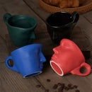 GobekUsa Frosted Ceramic Face Mug Set: Cup, Saucer, Spoon for Coffee, Tea, Milk