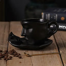 GobekUsa Frosted Ceramic Face Mug Set: Cup, Saucer, Spoon for Coffee, Tea, Milk