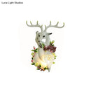GobekUsa Loft Style Wall Mounted Sconce with Clear Crystal Shade, Blue/Gold Finish and Deer Head Accent