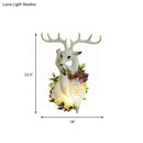 GobekUsa Loft Style Wall Mounted Sconce with Clear Crystal Shade, Blue/Gold Finish and Deer Head Accent