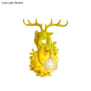 GobekUsa Loft Style Wall Mounted Sconce with Clear Crystal Shade, Blue/Gold Finish and Deer Head Accent