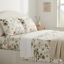 DaDalogy Enchanted Meadow Bed Sheet Set - Floral Harmony in Beige, Rose, and Soft Green, Premium Soft Microfiber, Machine Washable, Deep Pocket 14 - 15 Inches + Flat Sheet