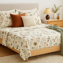 DaDalogy Enchanted Meadow Bed Sheet Set - Floral Harmony in Beige, Rose, and Soft Green, Premium Soft Microfiber, Machine Washable, Deep Pocket 14 - 15 Inches + Flat Sheet