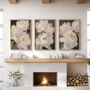 Moody Pink and White Peonies Art. Floral Set of 3 Prints by Wall Art Set