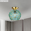 GobekUsa Victorian Stained Glass Flower Ceiling Light in White/Pink/Orange Semi-Mount