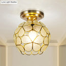 GobekUsa Victorian Stained Glass Flower Ceiling Light in White/Pink/Orange Semi-Mount